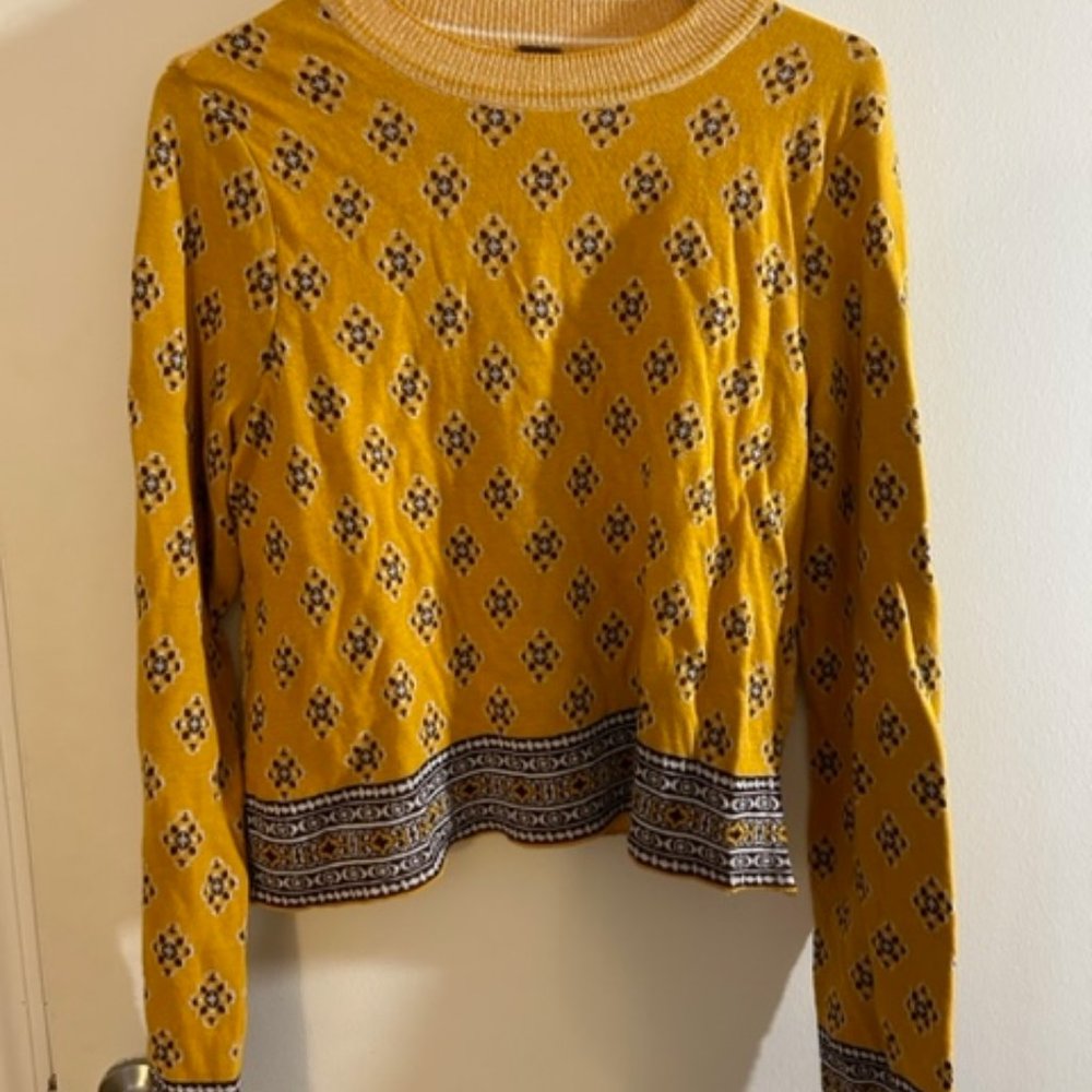 Free People Sweater with abstract print and stripes, size medium - Picture 1 of 3